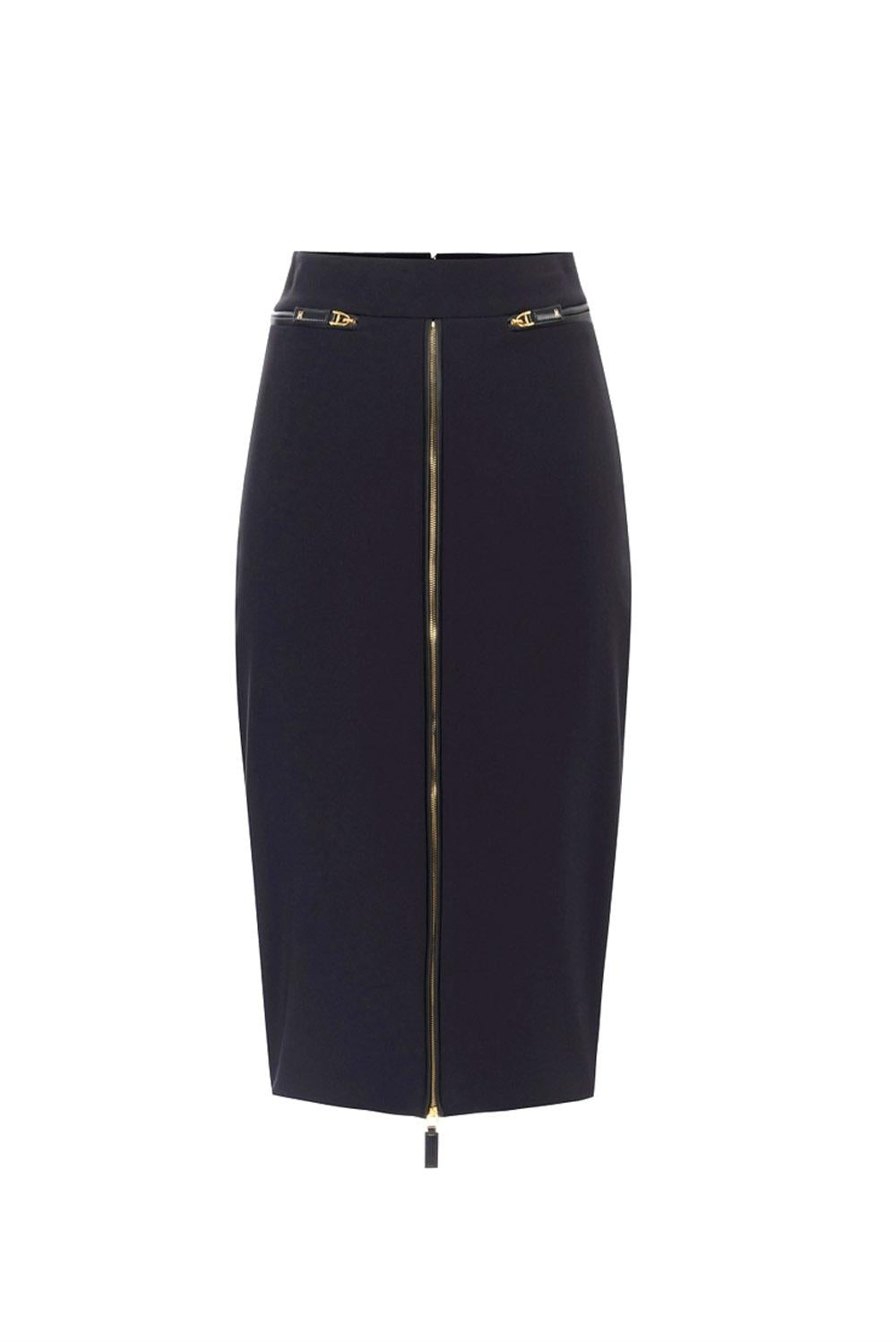  Elisabetta Franchi Gonna In Crêpe Nero Woman - 1