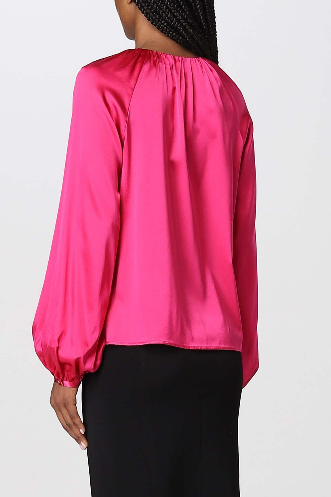  Pinko Blusa Satin Stretch Magenta Woman - 5