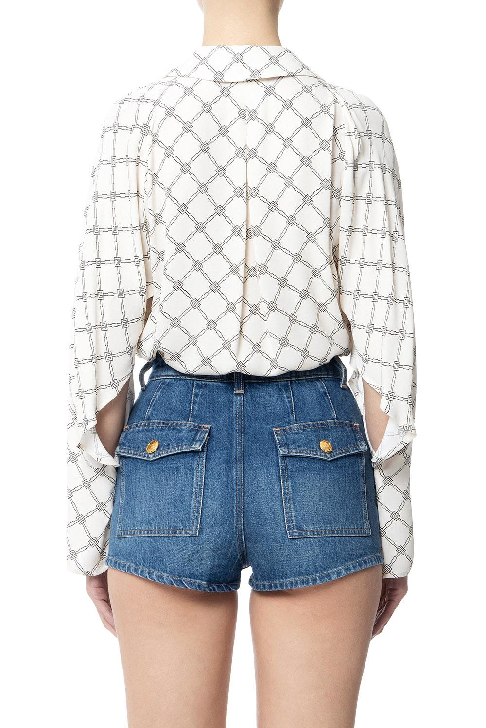  Elisabetta Franchi Camicia In Georgette Burro Nero Woman - 3