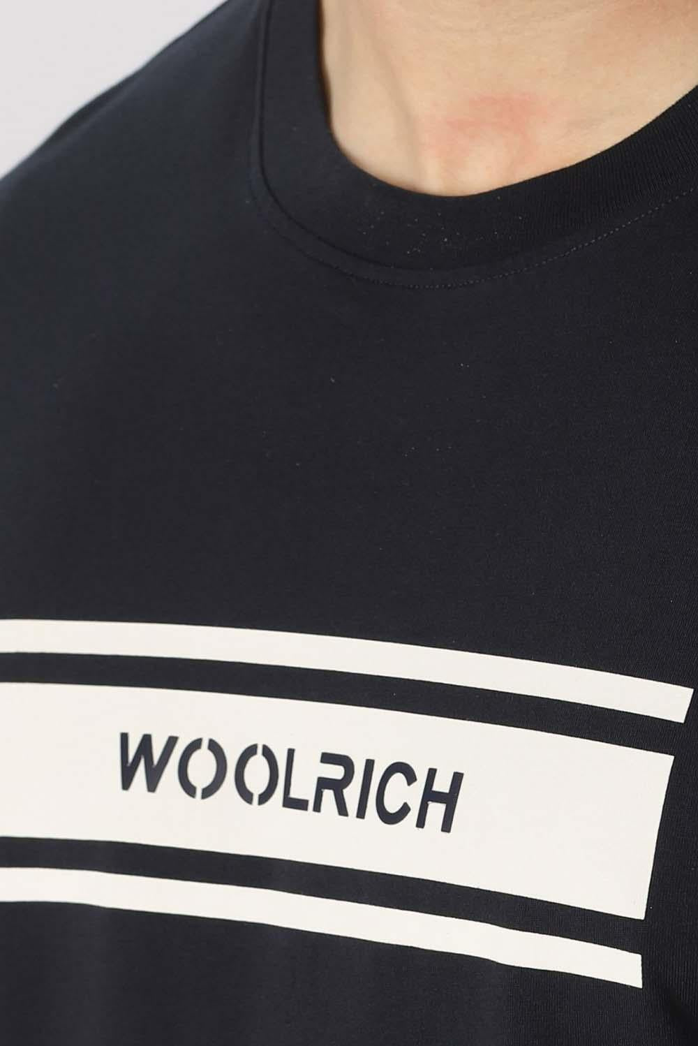  Woolrich Maglietta Logo Navy Uomo - 5