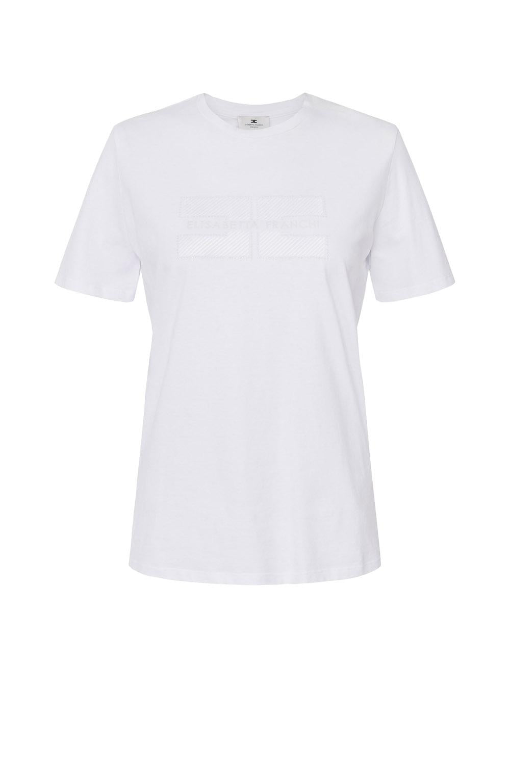  Elisabetta Franchi T-shirt In Jersey Gesso Woman - 1