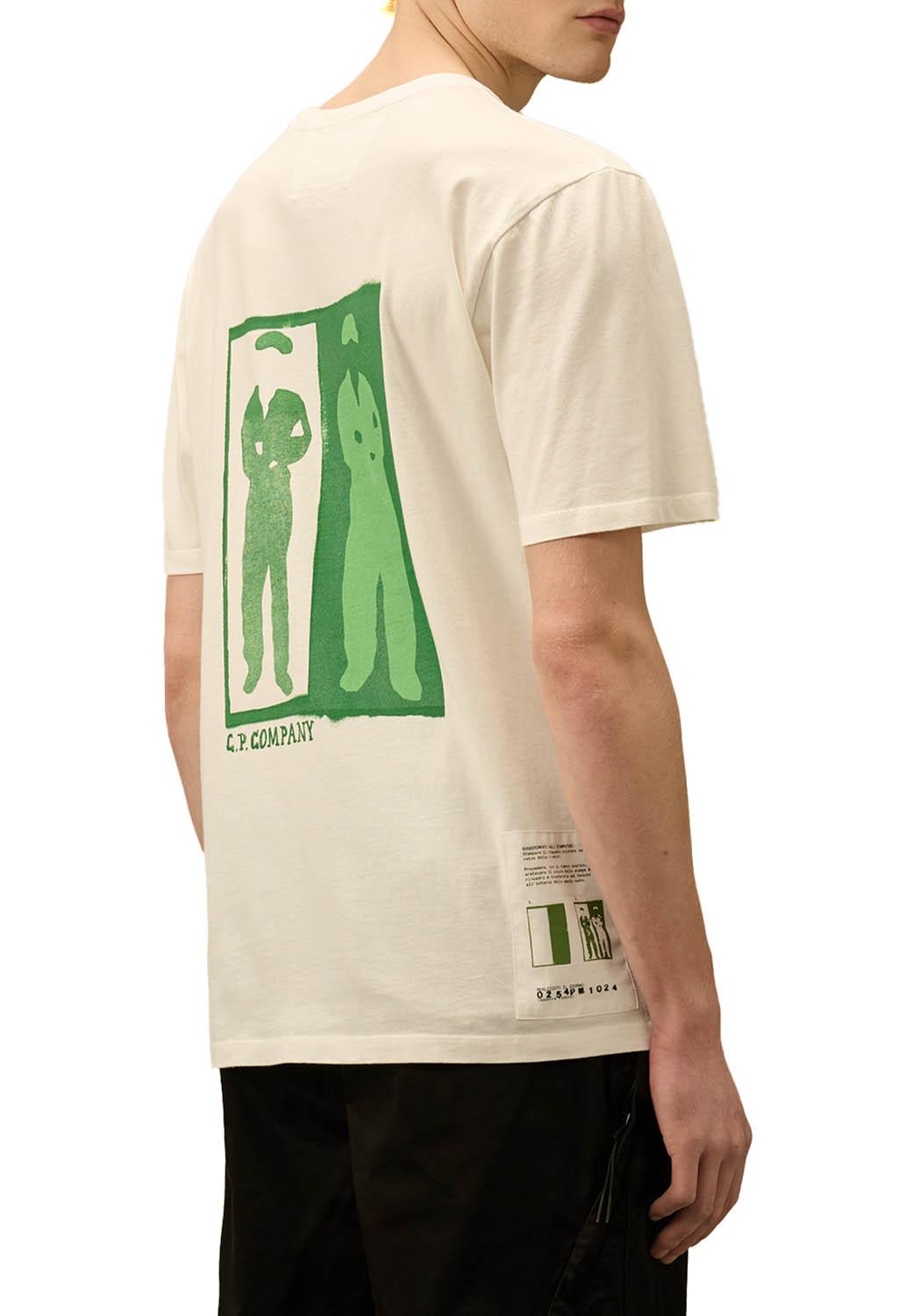  Cp Company 24/1 Jersey Logo T-shirt Gauze White Uomo - 3