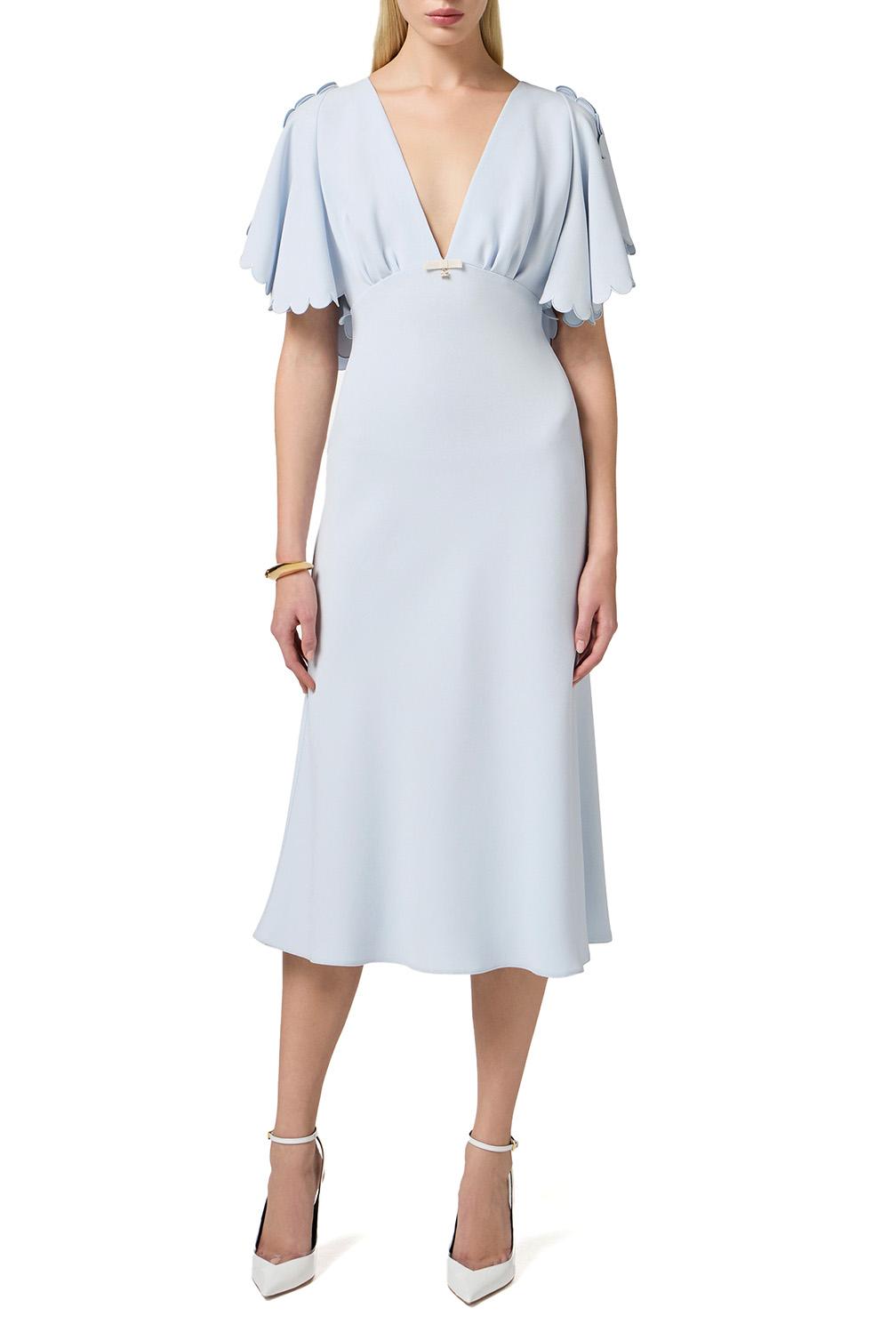  Elisabetta Franchi Abito In Crêpe Sky Blue Woman - 2