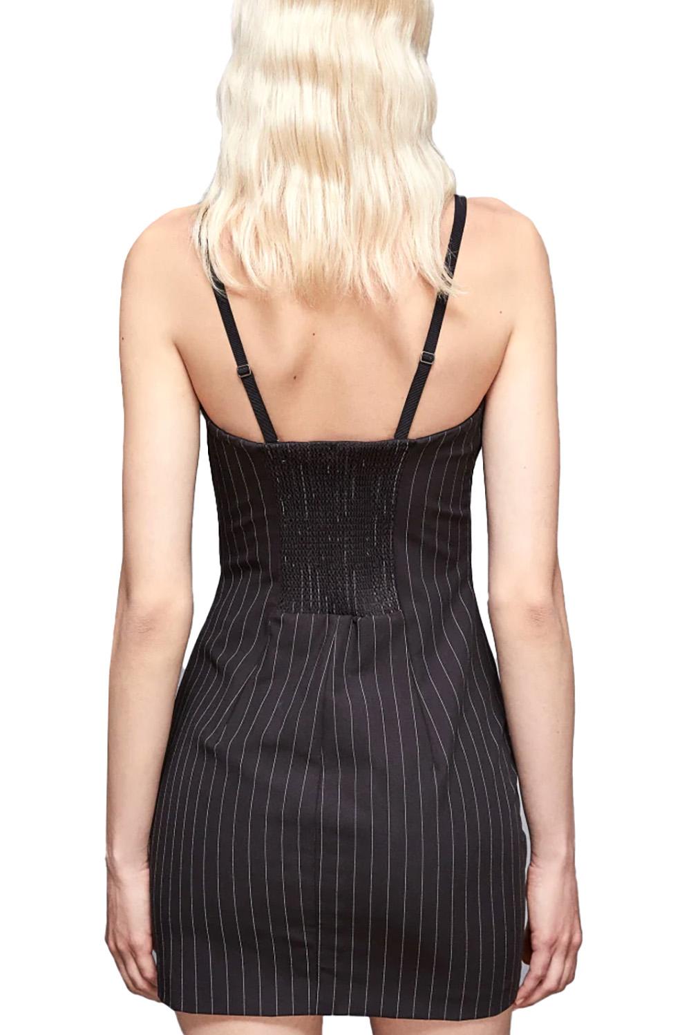  Patrizia Pepe Abito Mini Gessato Black Stripes Woman - 4