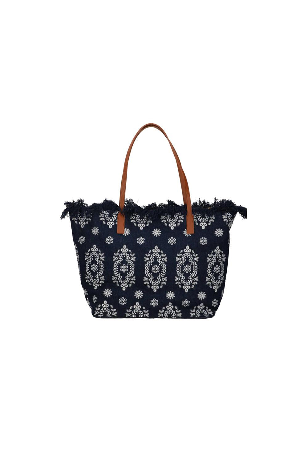  Mc2 Saint Barth Bag City Medium Fringe Sangallo Denim Dark Woman - 2