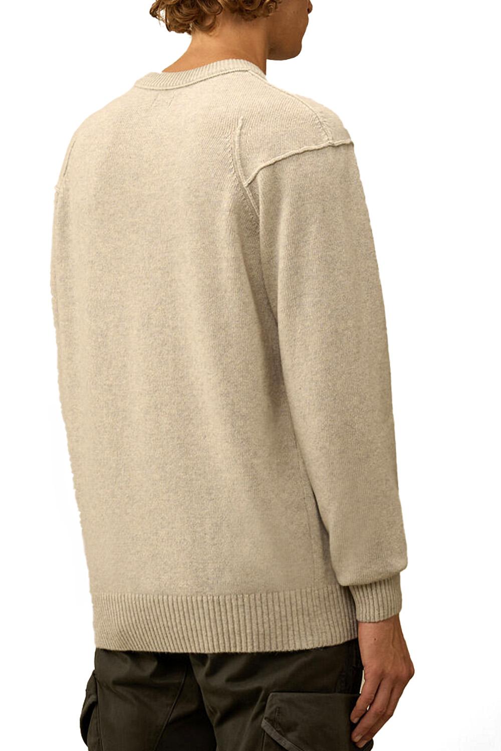  Cp Company Maglione Girocollo Off White Melange Uomo - 3