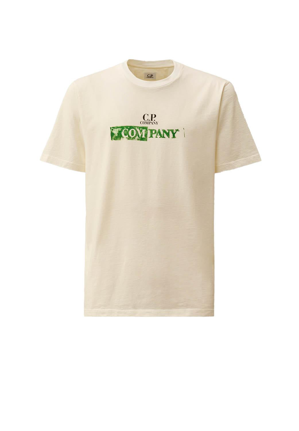  Cp Company 24/1 Jersey Logo T-shirt Gauze White Uomo - 1
