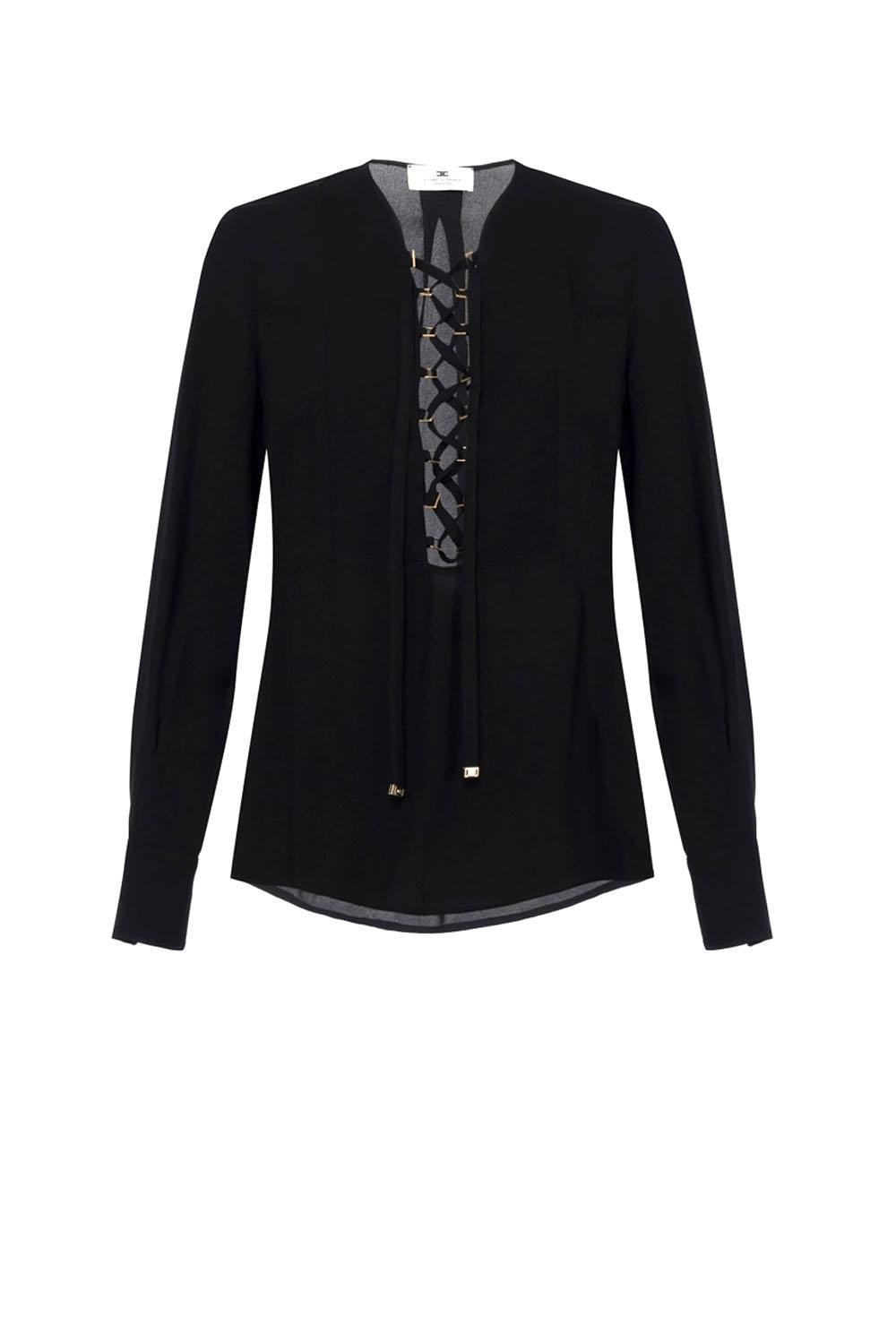  Elisabetta Franchi Blusa In Georgette Nero Woman - 1