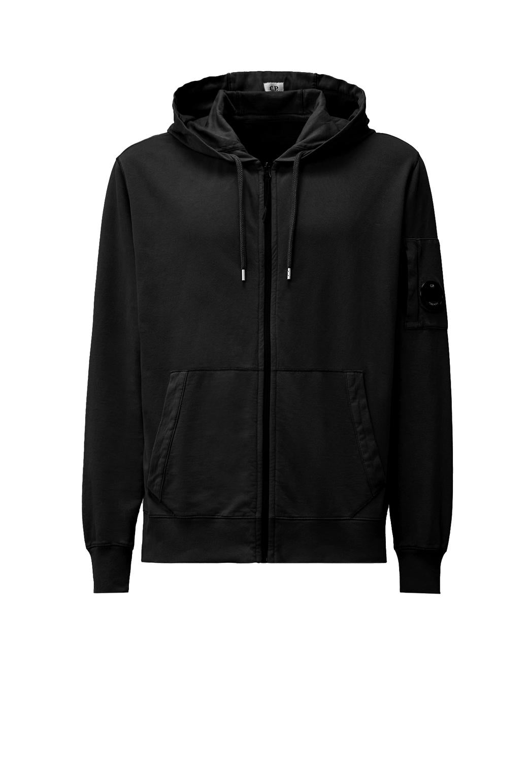  Cp Company Light Fleece Full Zip Hooded Black Uomo - 1