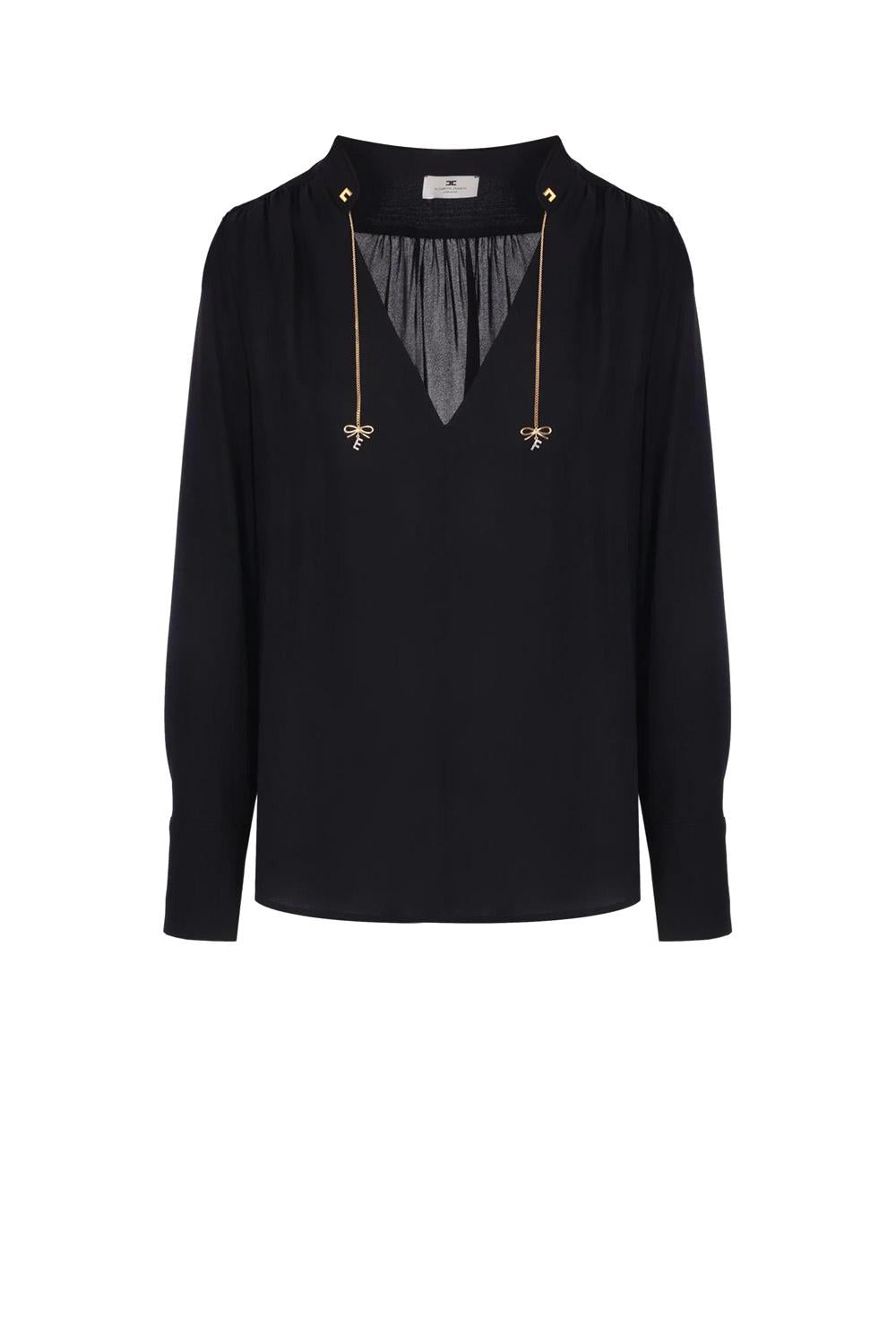  Elisabetta Franchi Camicia In Georgette Nero Woman - 1