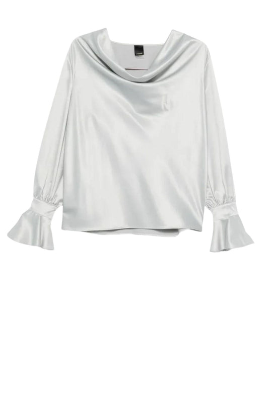 Blusa morbida in satin grigio