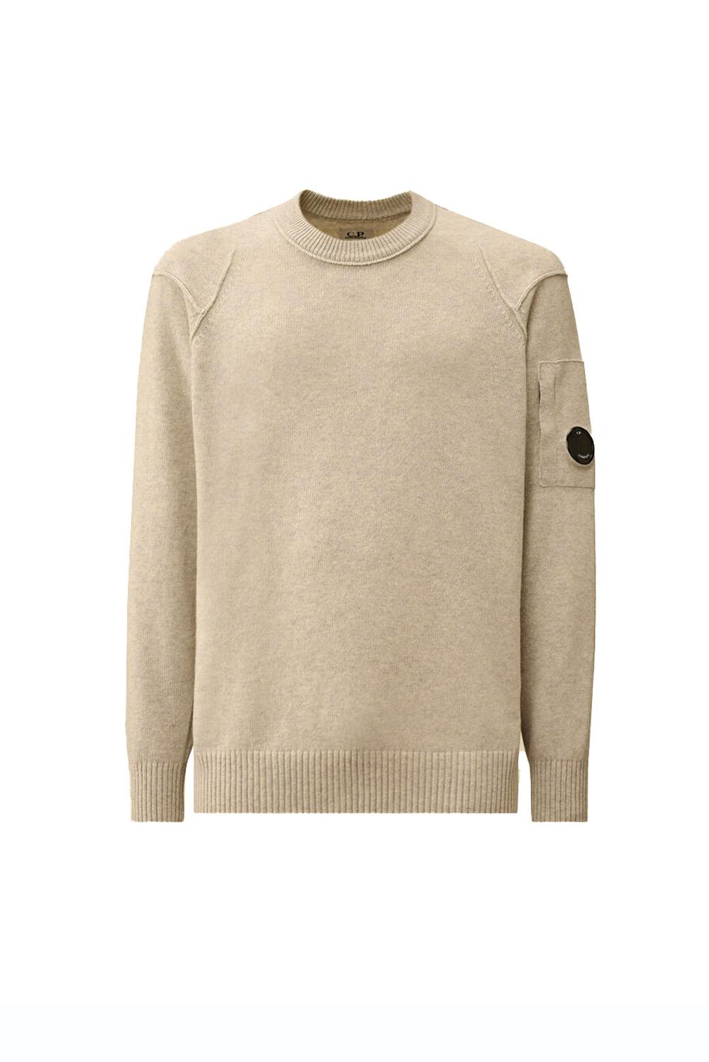  Cp Company Maglione Girocollo Off White Melange Uomo - 1