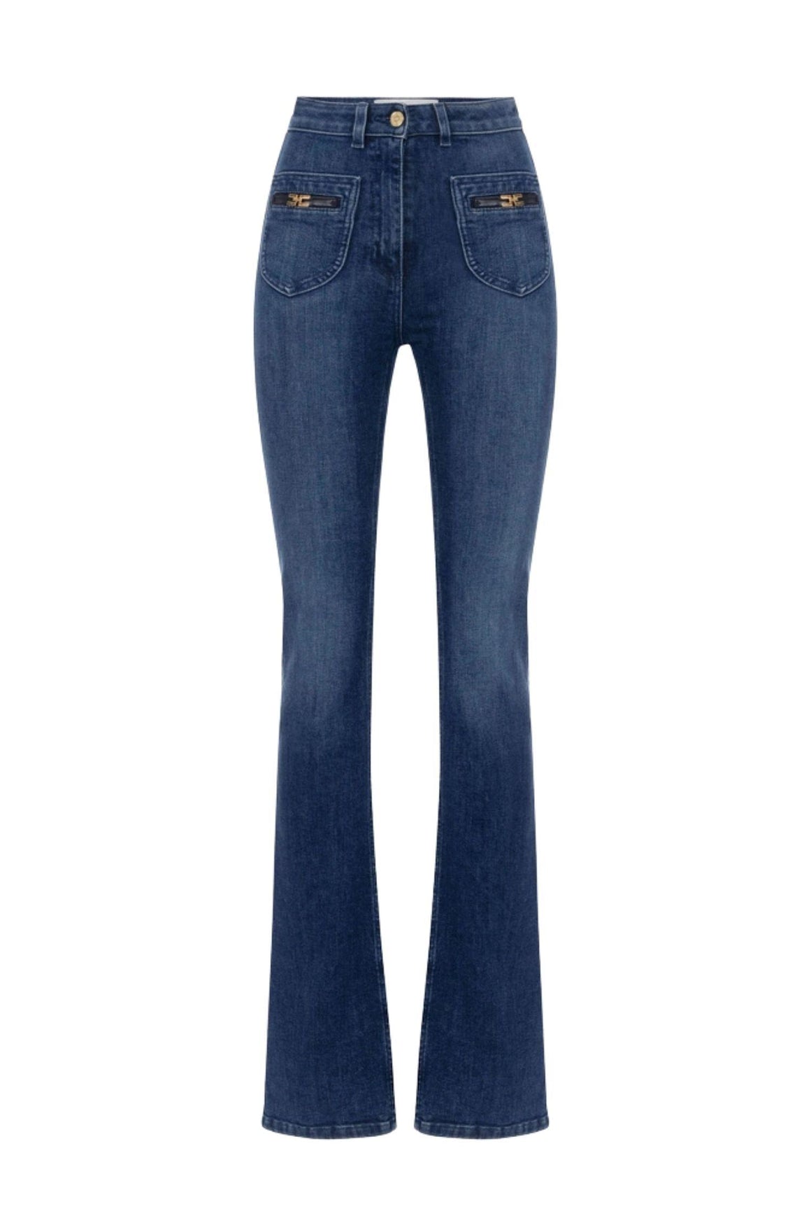  Elisabetta Franchi Jeans Con Logo Gioiello Blue Denim Woman - 1