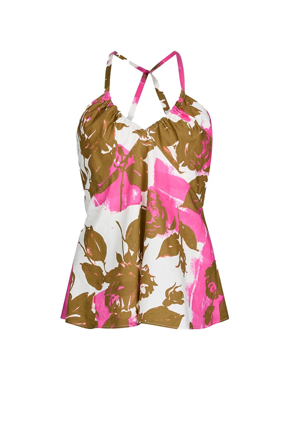  Liu Jo Top In Popeline Pink Flowers Woman - 1