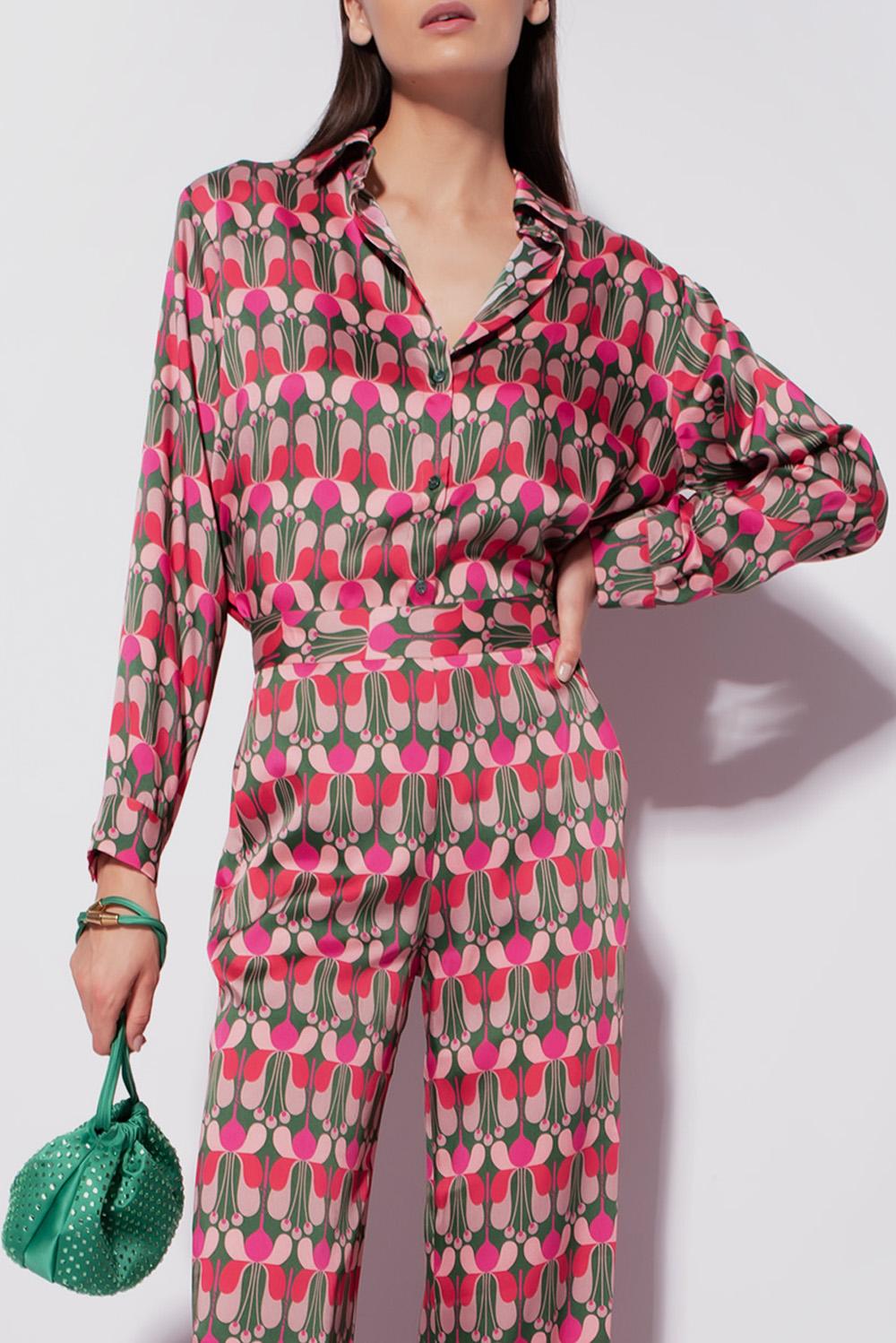  Pinko Camicia Twill Fiore Liberty Fuxia/verde Woman - 8