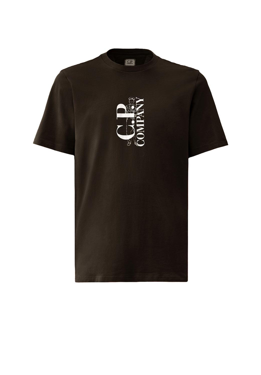  Cp Company Vertical Logo T-shirt Black Uomo - 1