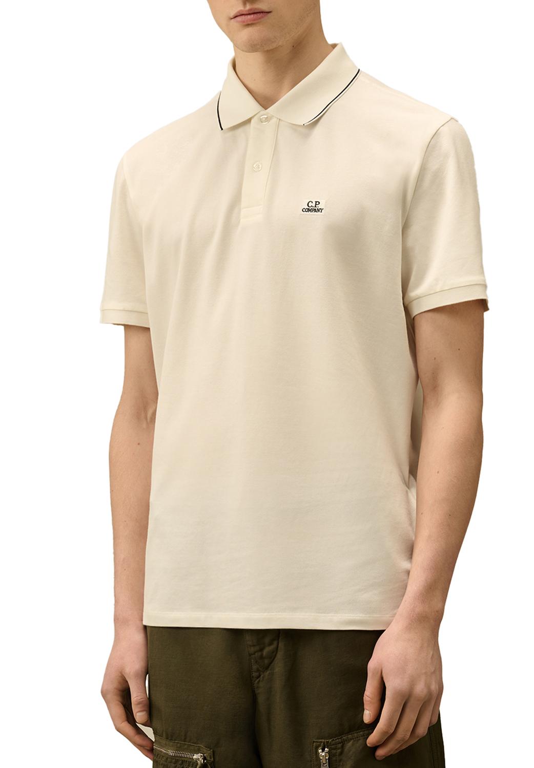  Cp Company Stretch Logo Polo Gauze White Uomo - 2