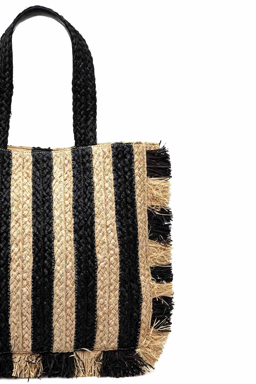  Patrizia Pepe Borsa In Paglia Sand Black Woman - 3