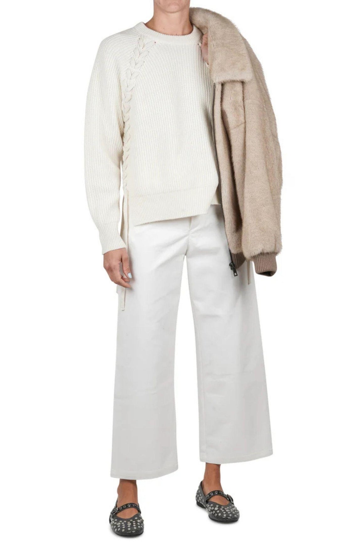  Jucca Maglione In Lana Con Intreccio Panna Woman - 2