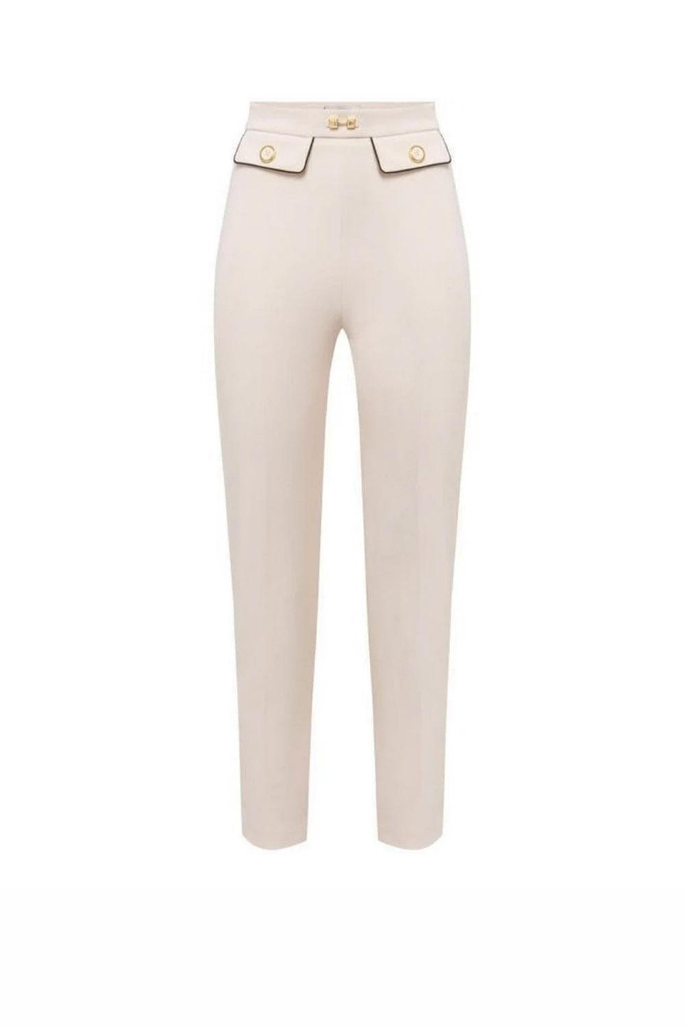  Elisabetta Franchi Pantaloni In Crêpe Burro Nero Woman - 1