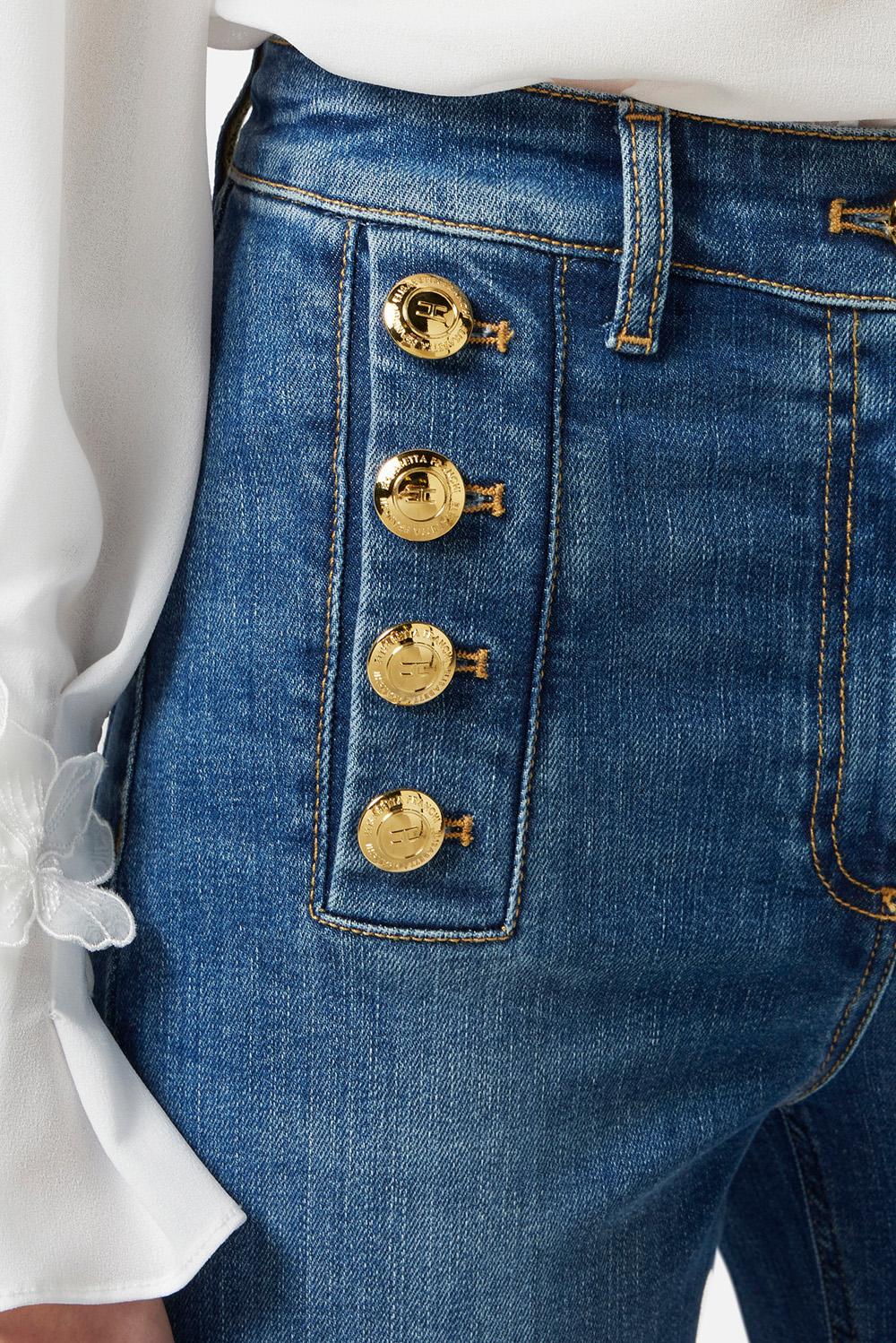  Elisabetta Franchi Jeans A Zampa Blue Vintage Woman - 4