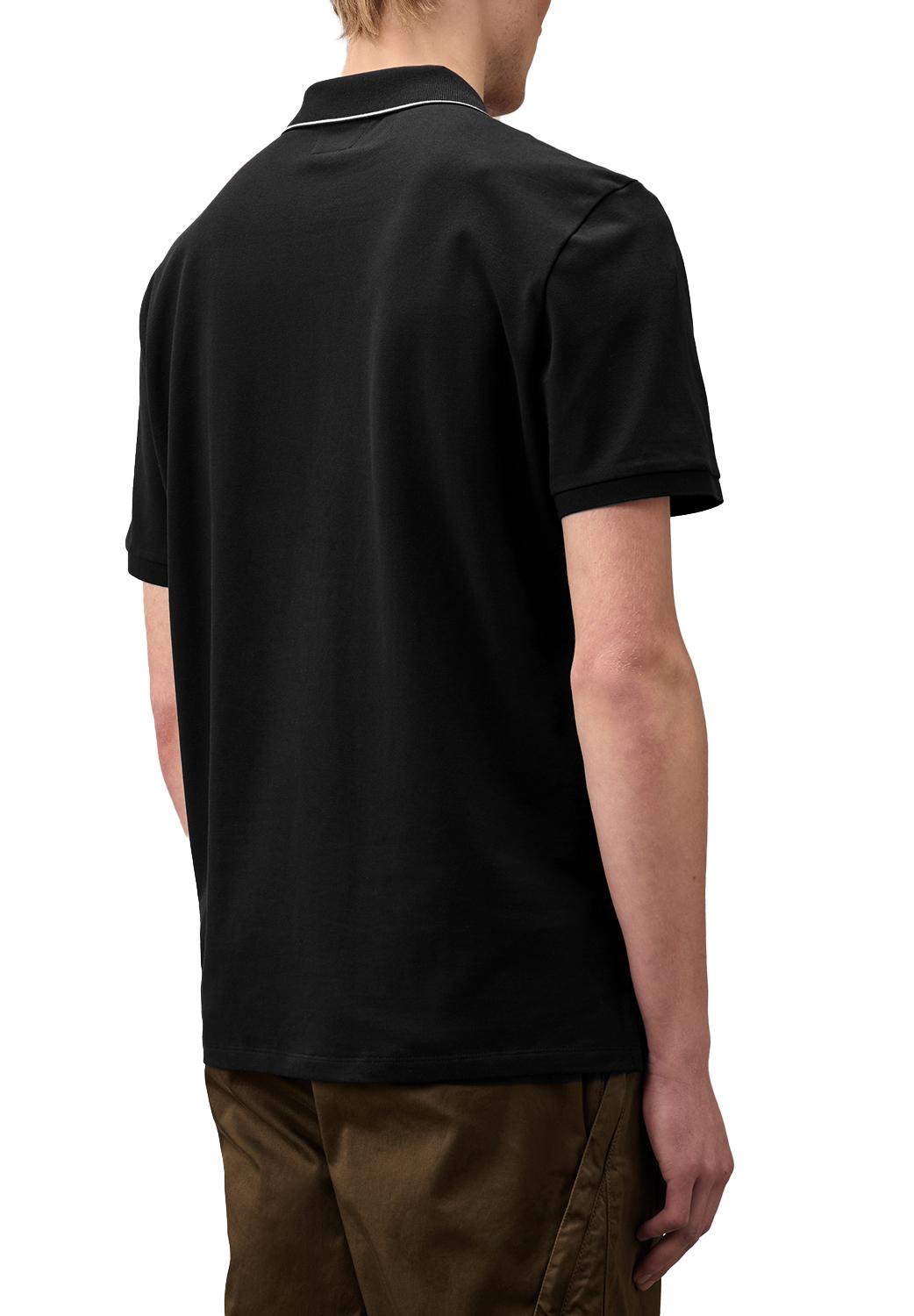  Cp Company Stretch Logo Polo Black Uomo - 3