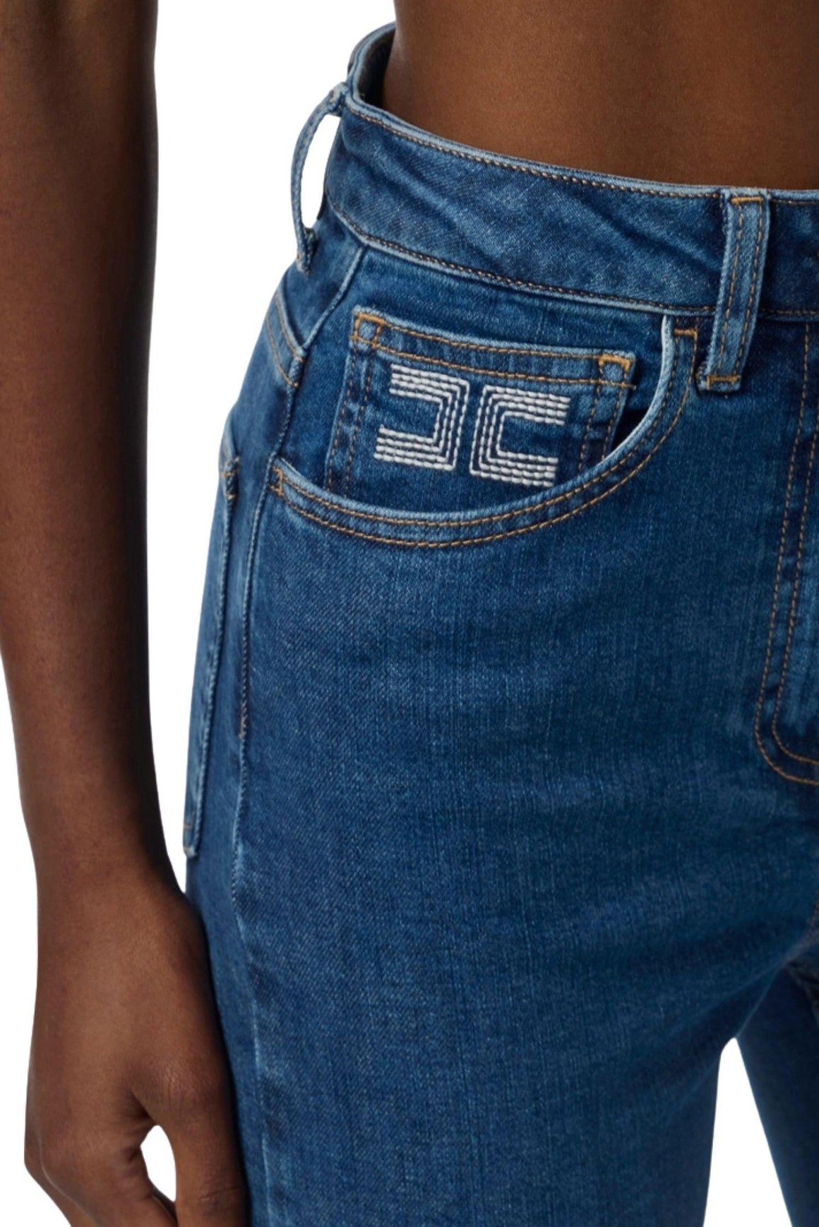  Elisabetta Franchi Jeans Con Logo Blue Denim Woman - 3