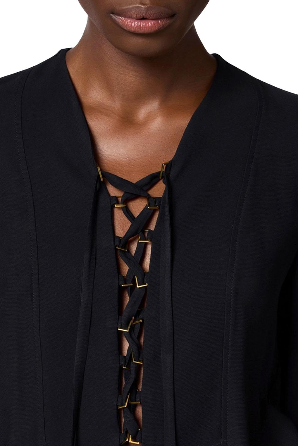  Elisabetta Franchi Blusa In Georgette Nero Woman - 4