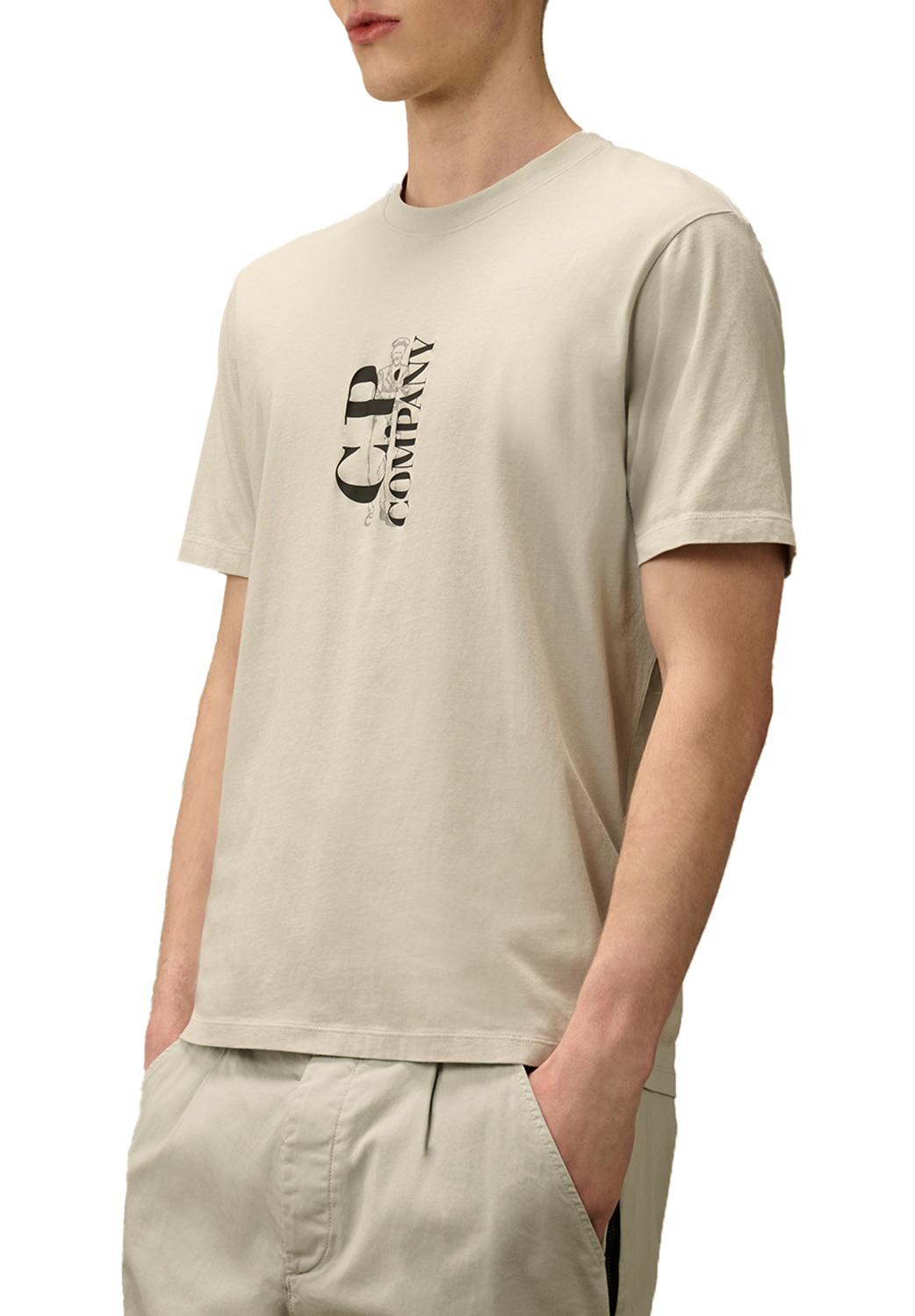  Cp Company Vertical Logo T-shirt Blue Fox Uomo - 2