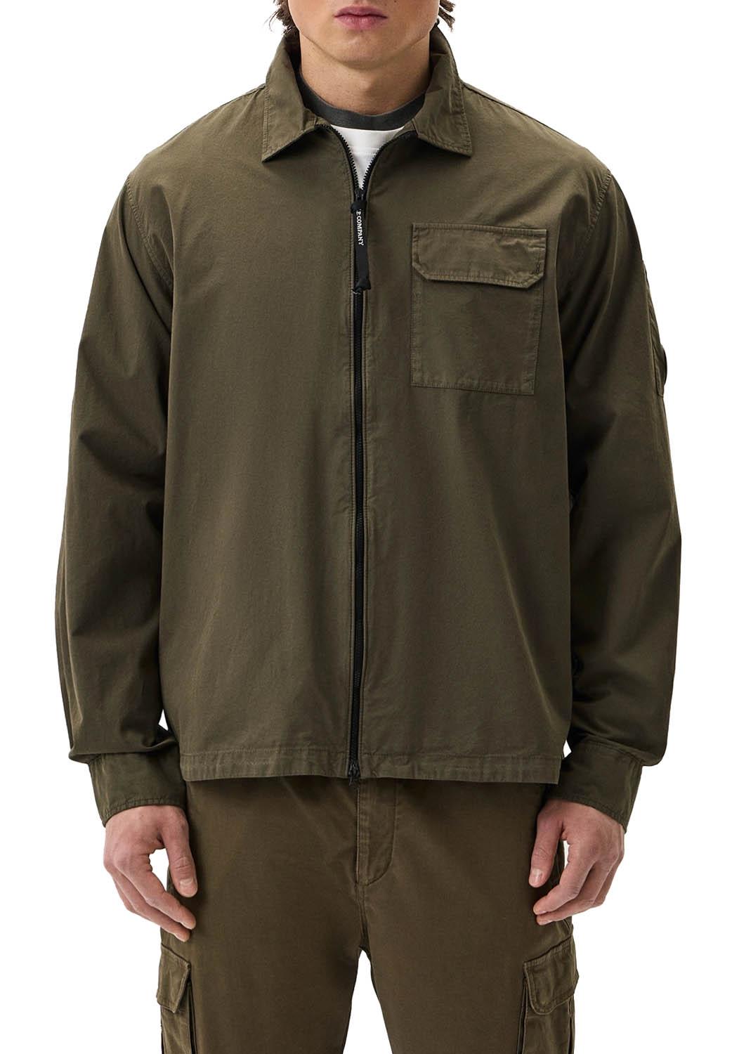  Cp Company Organic Gabardine Full Zip Vintage Khaki Uomo - 2