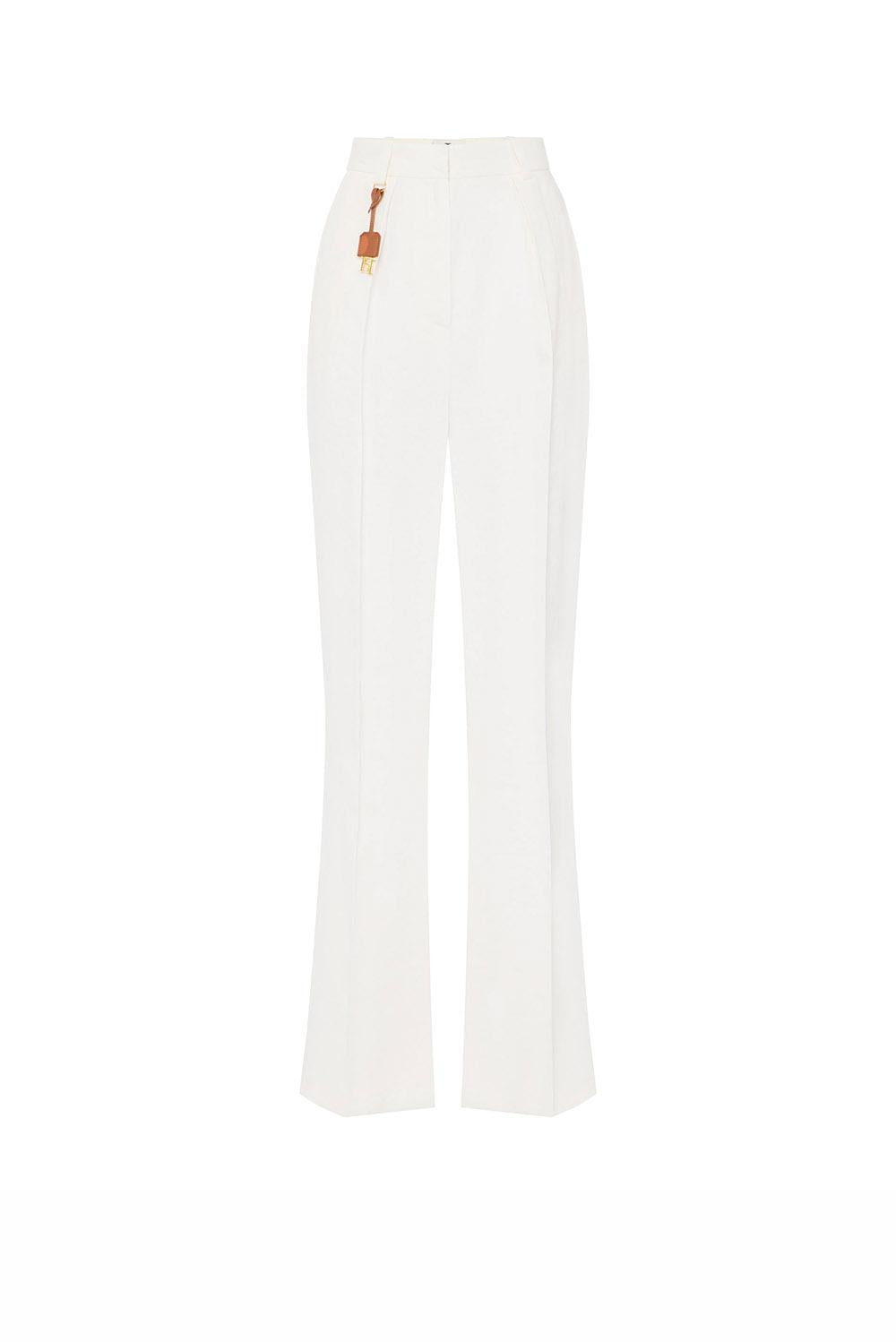  Elisabetta Franchi Pantaloni In Gabardina Avorio Woman - 1