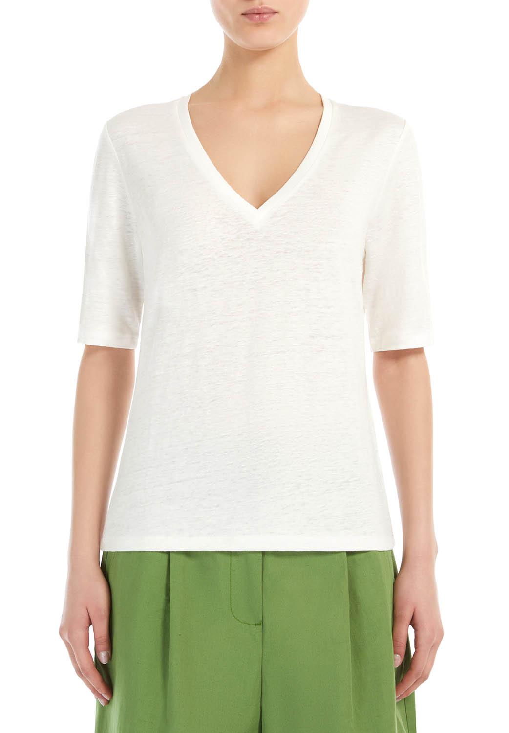  Max Mara T-shirt Lino Opzione White Woman - 2