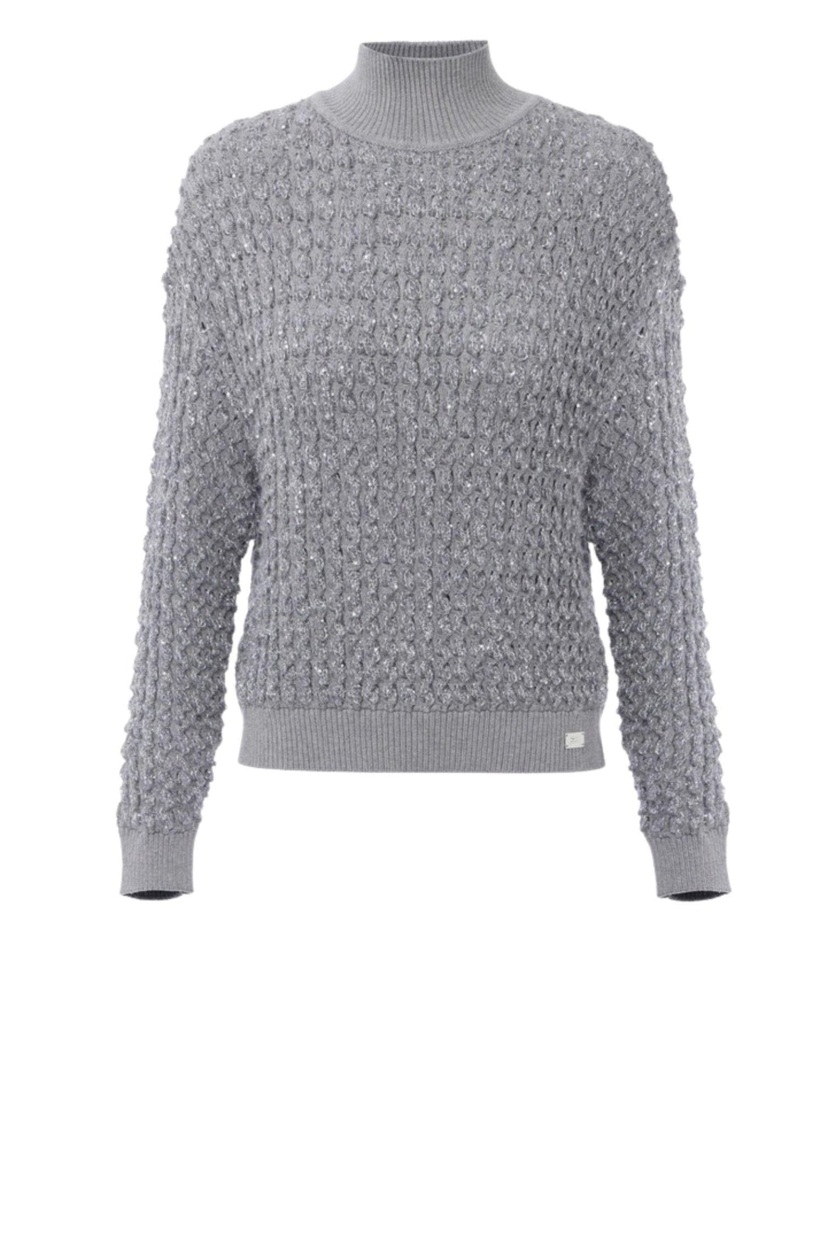 Elisabetta Franchi Maglia In Bouclé Clore Grigio Con Paillettes Woman - 1
