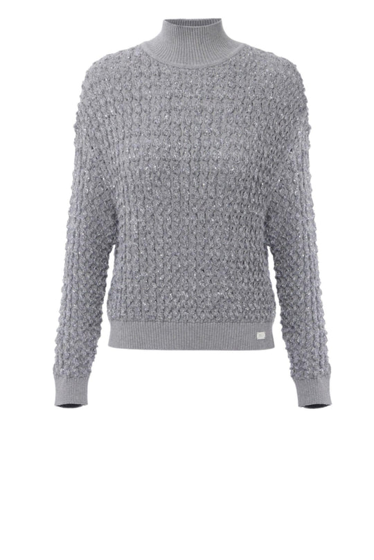 Maglia in bouclé clore grigio con paillettes
