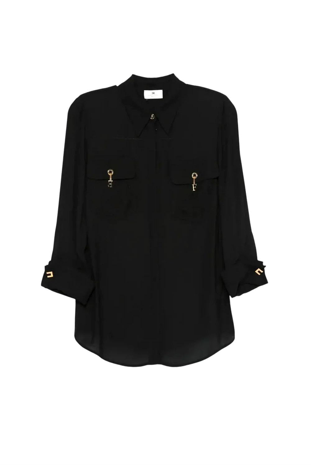  Elisabetta Franchi Camicia In Georgette Nero Woman - 1