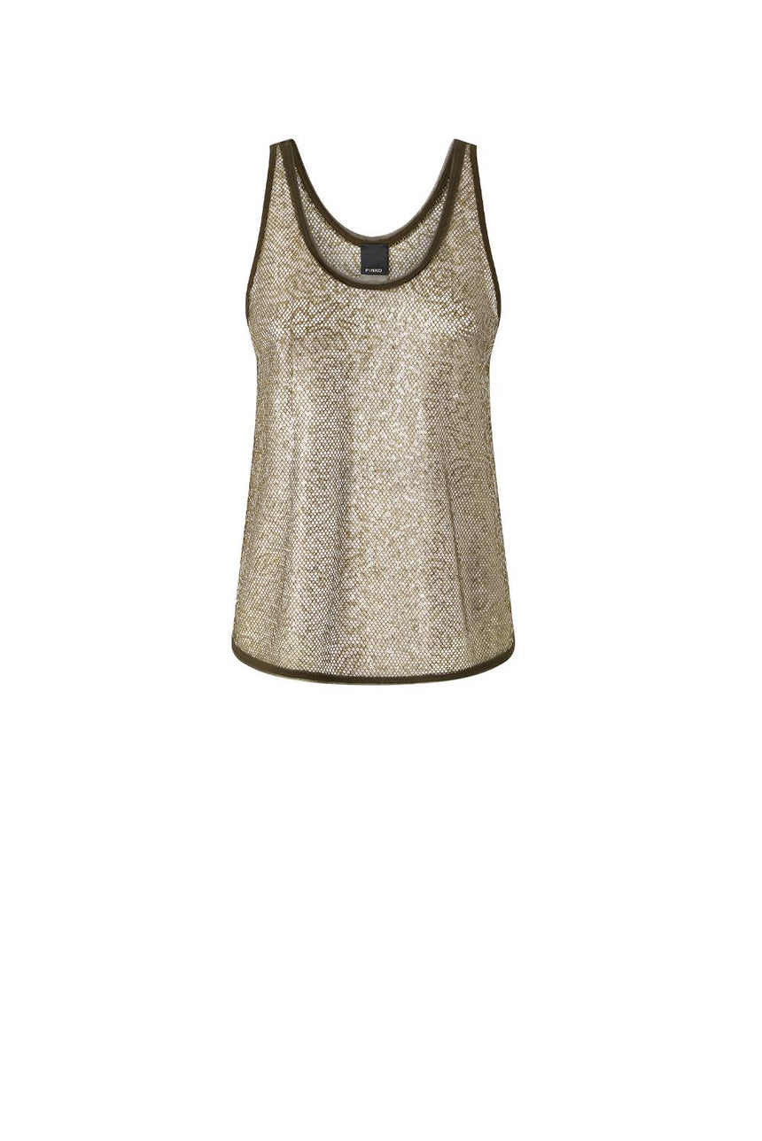 Pinko Top Canottiera Waiting Woman Oliva