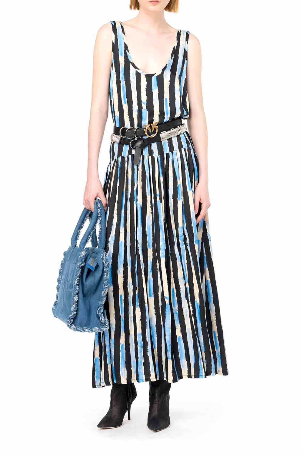  Pinko Twill Dress Nero Burro Woman - 2
