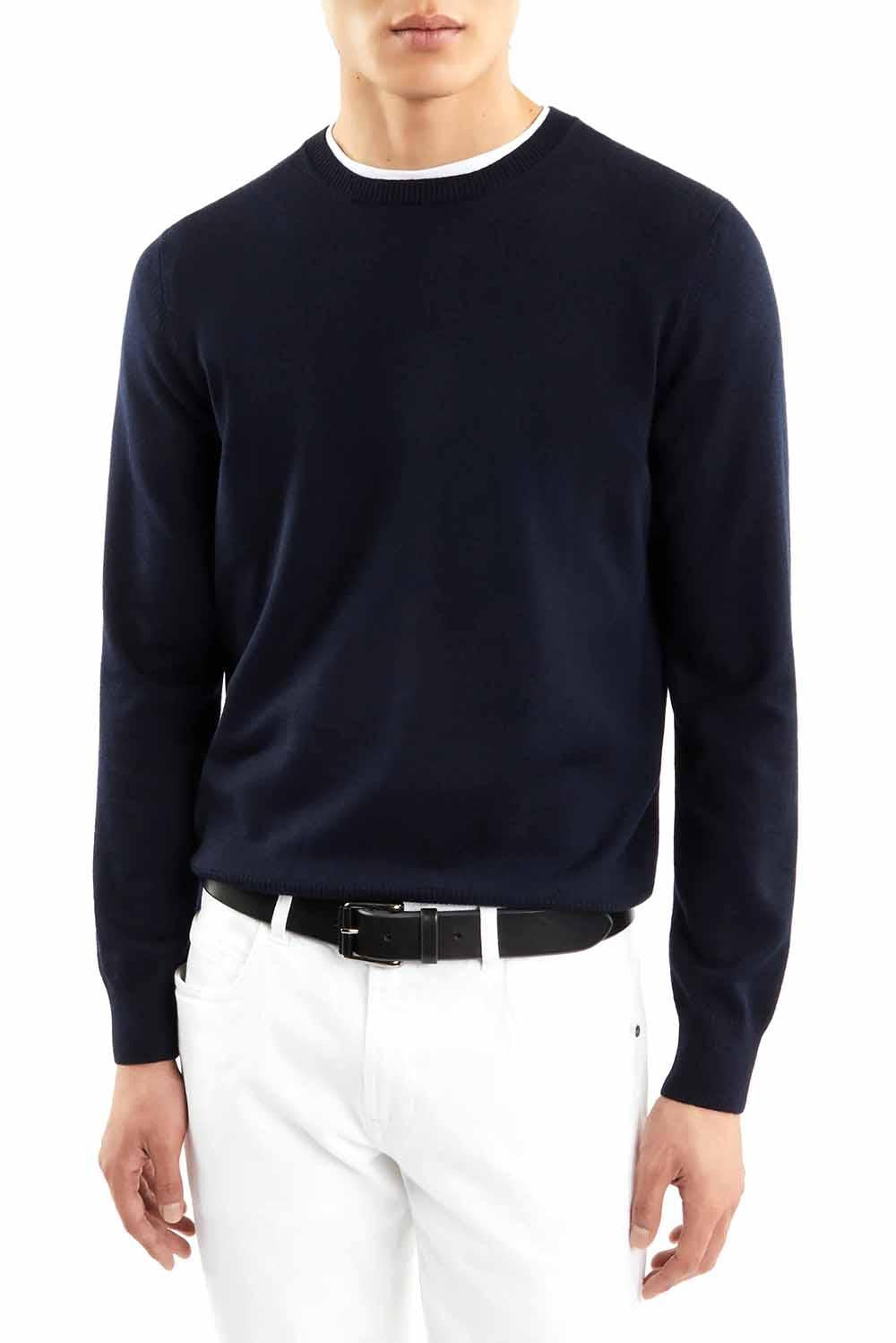  Fay Girocollo In Lana Blu Navy Uomo - 2