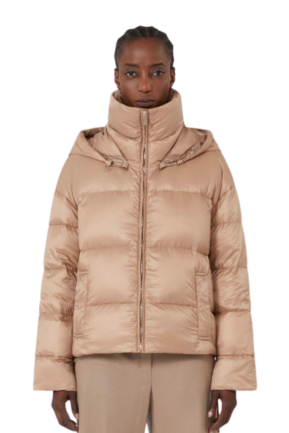  Max Mara Piumino Con Cappuccio Colore Cammello Woman - 3