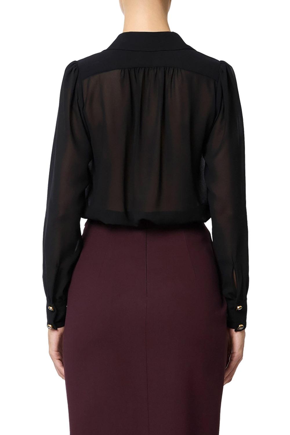  Elisabetta Franchi Camicia In Georgette Nero Woman - 3