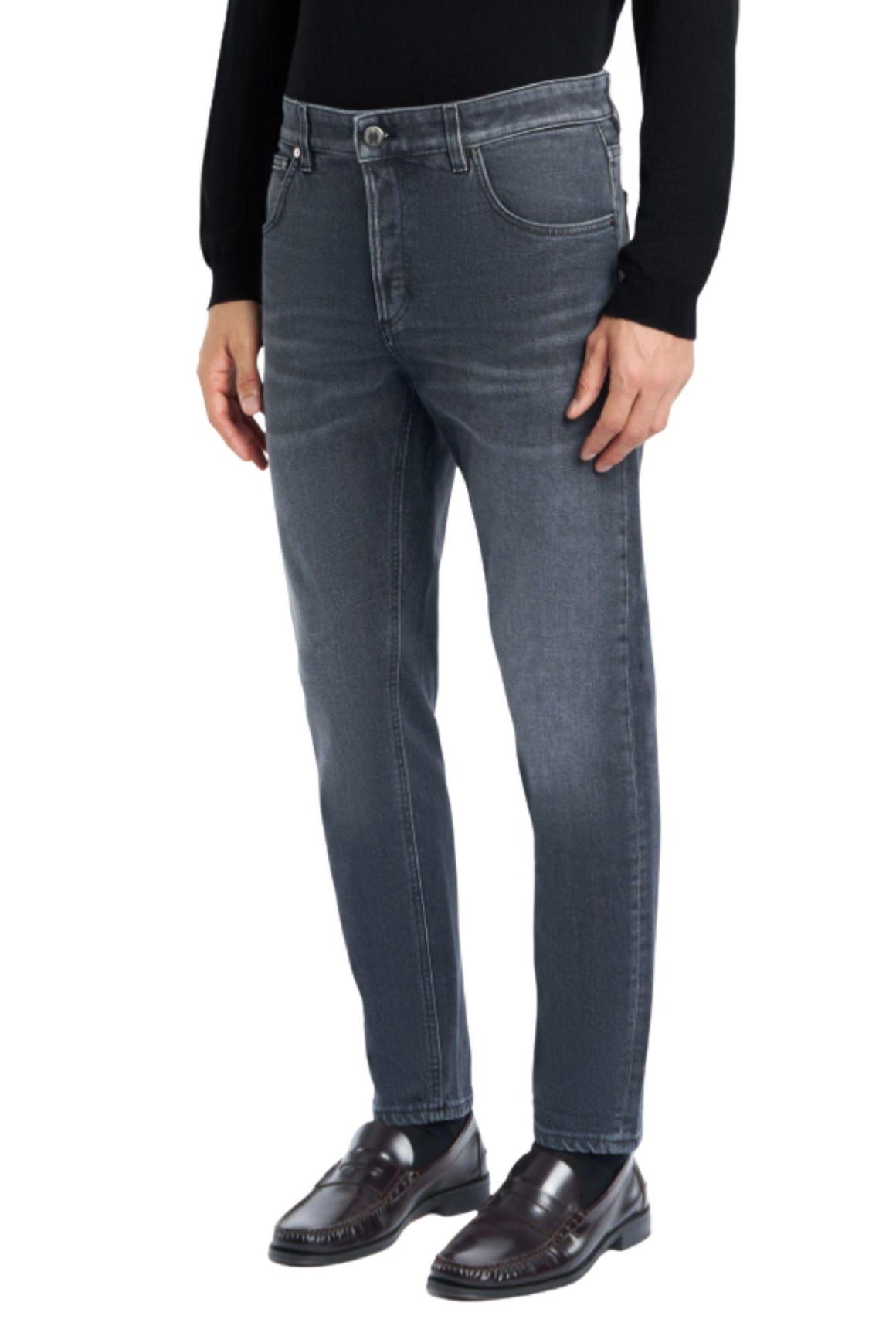  Pt Torino Jeans In Black Denim Stretch Uomo - 2