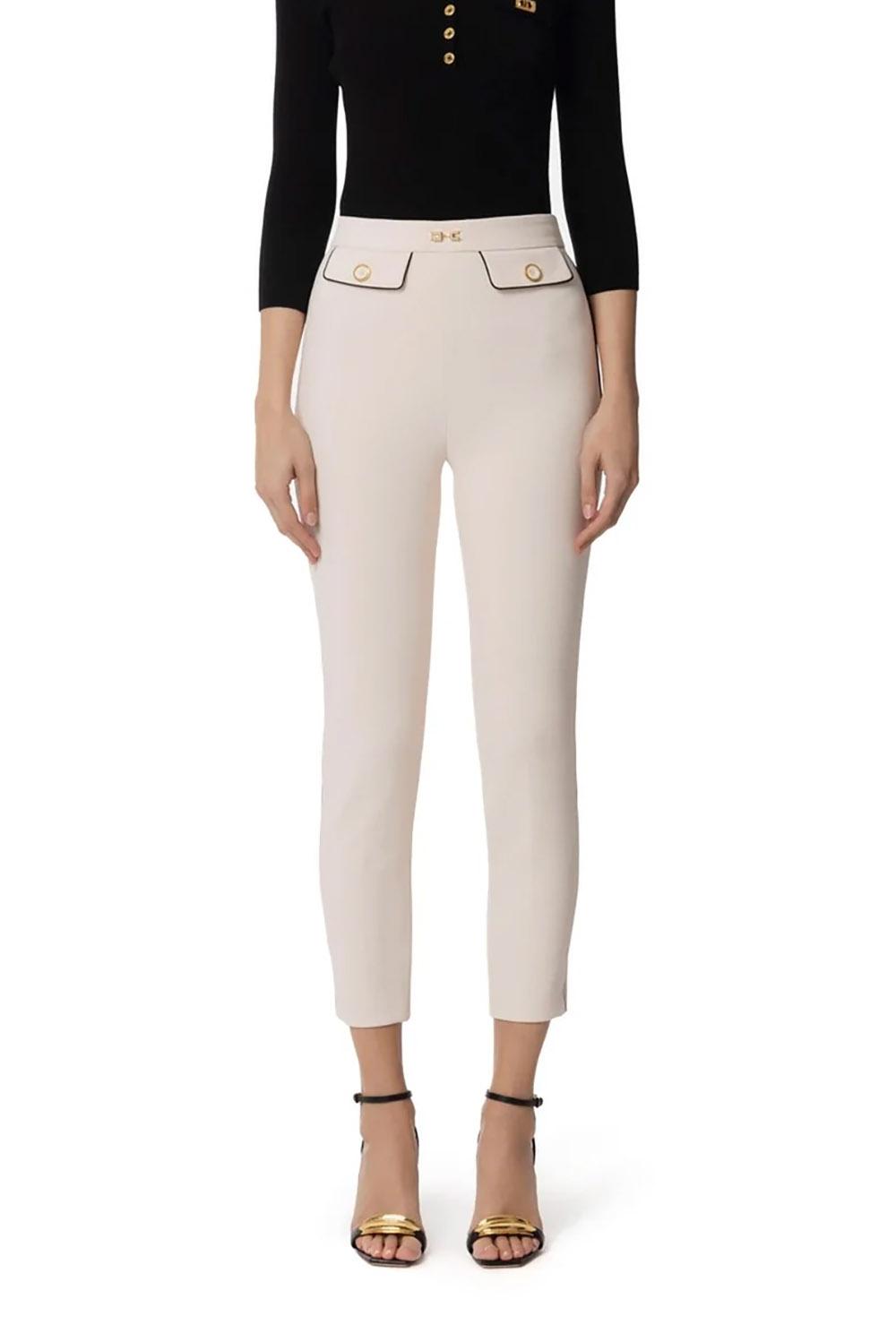  Elisabetta Franchi Pantaloni In Crêpe Burro Nero Woman - 2