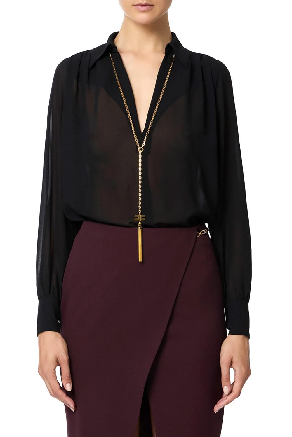  Elisabetta Franchi Camicia In Georgette Nero Woman - 2