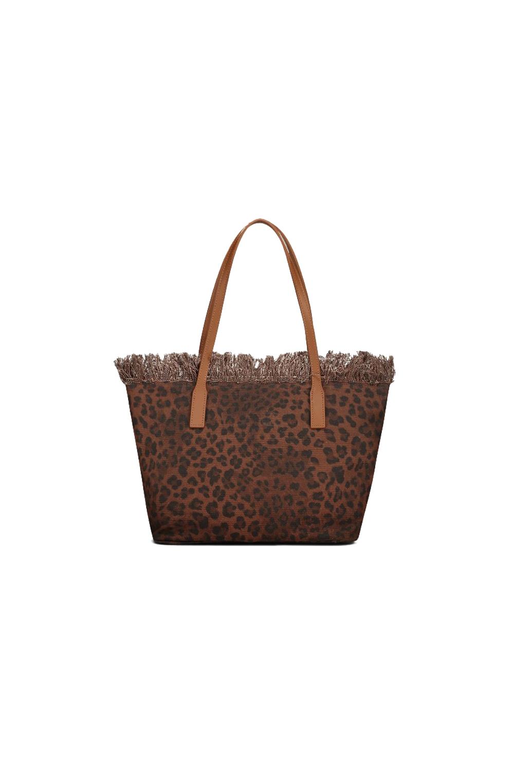  Mc2 Saint Barth Bag City Medium Fringe Canvas Dark Leopard 18 Woman - 2