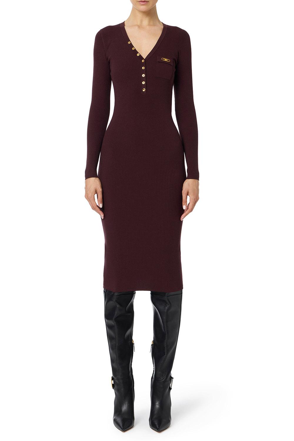  Elisabetta Franchi Abito In Maglia Merlot Woman - 2
