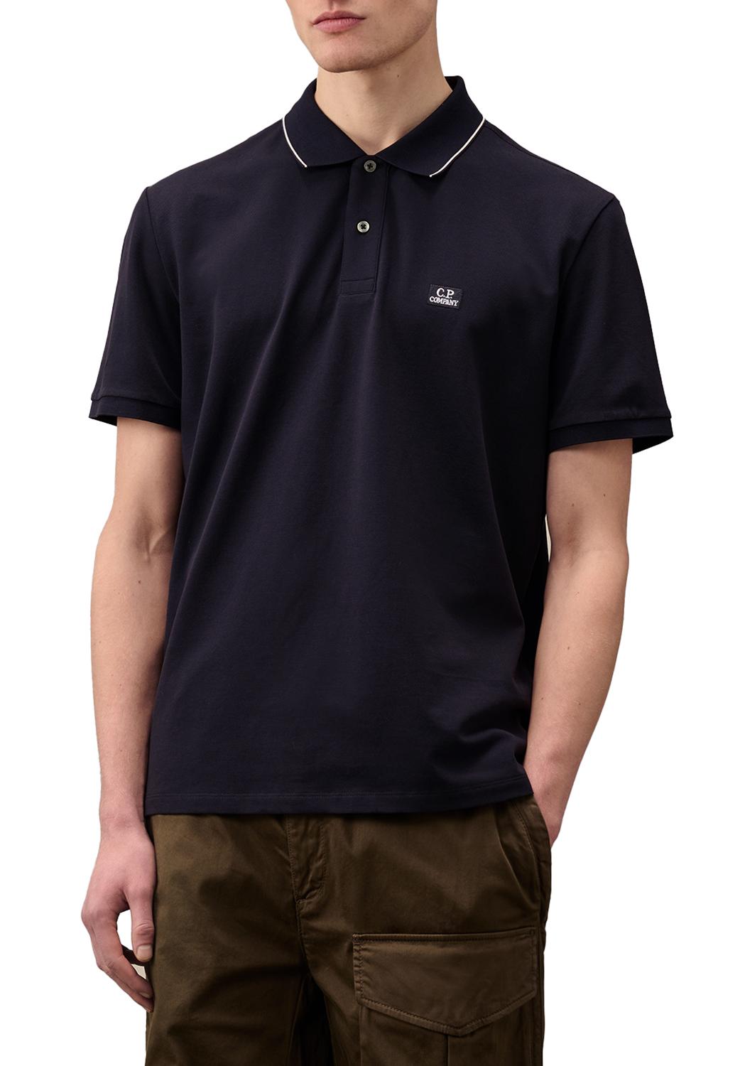  Cp Company Stretch Logo Polo Total Eclipse Uomo - 2