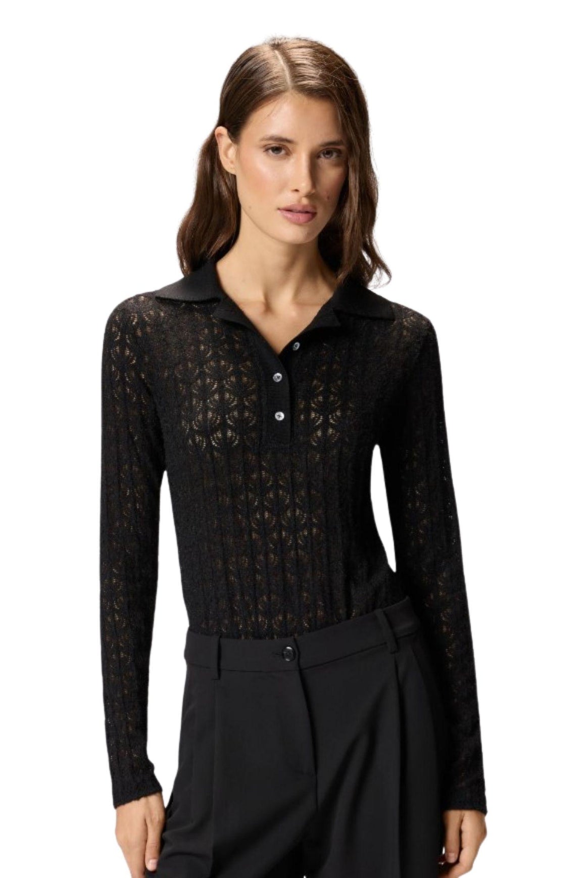  Pinko Maglia Body In Pizzo Colre Nero Woman - 2