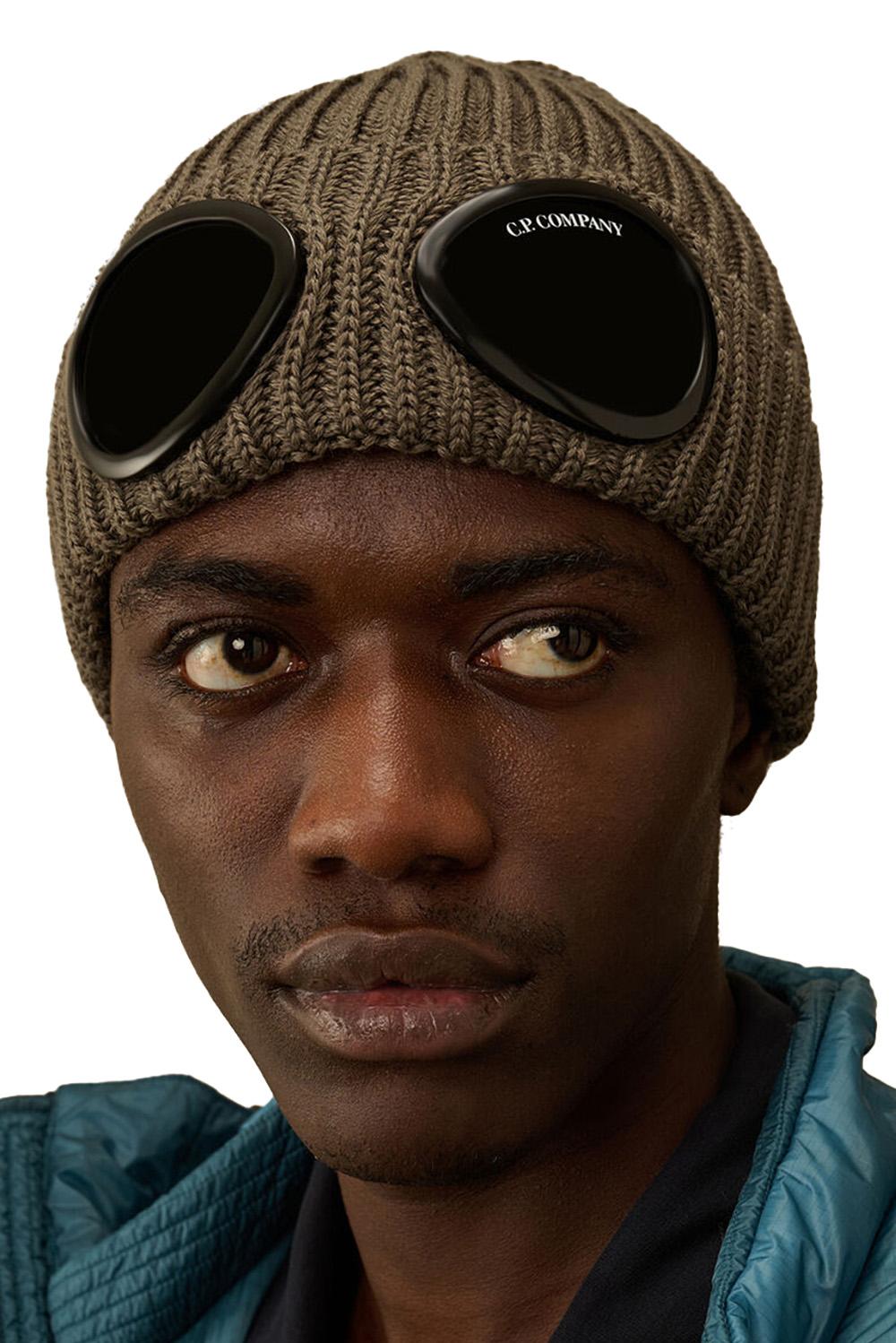  Cp Company Google Beanie Walnut Uomo - 2