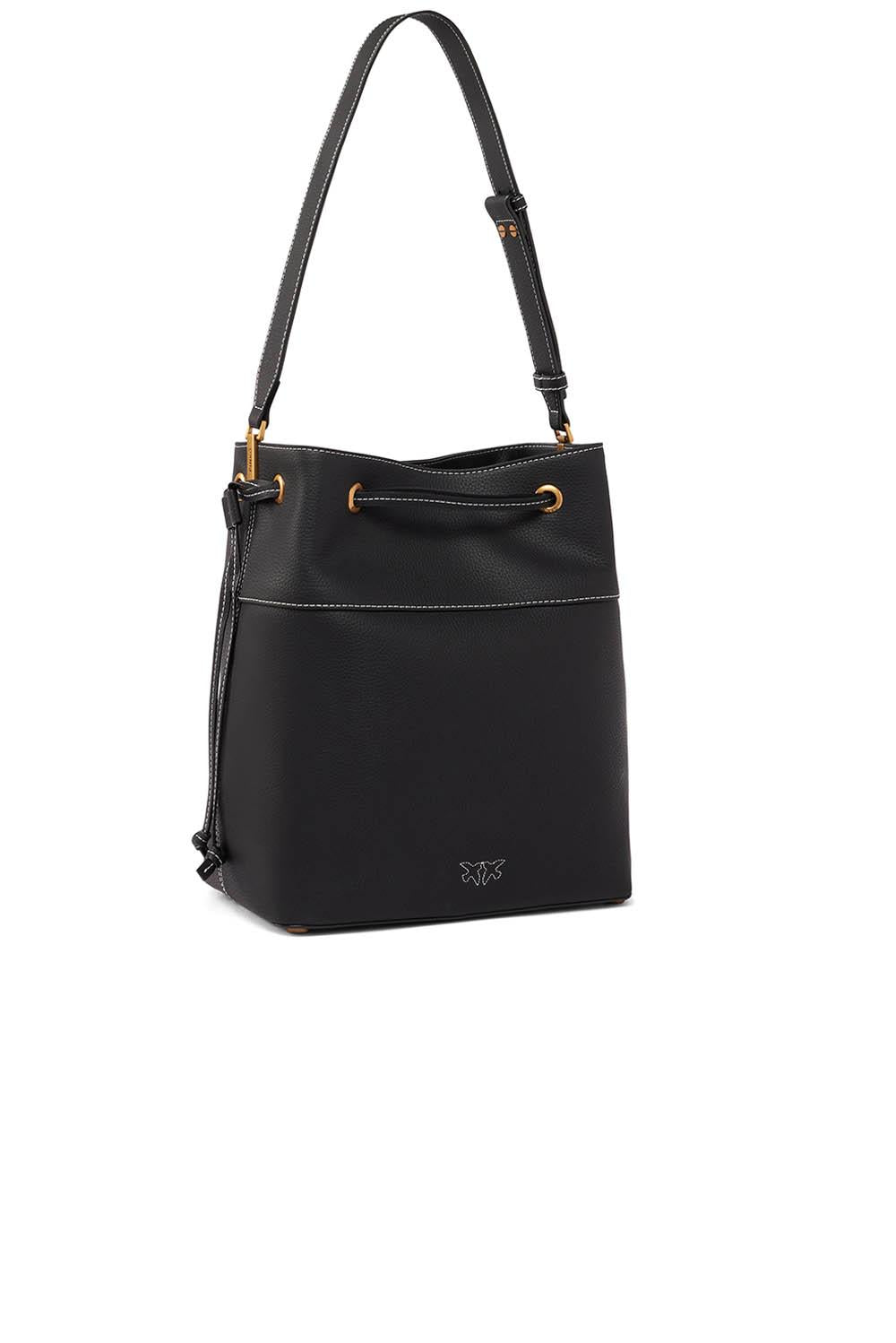  Pinko Borsa Secchiello Medium Nero Oro Woman - 2