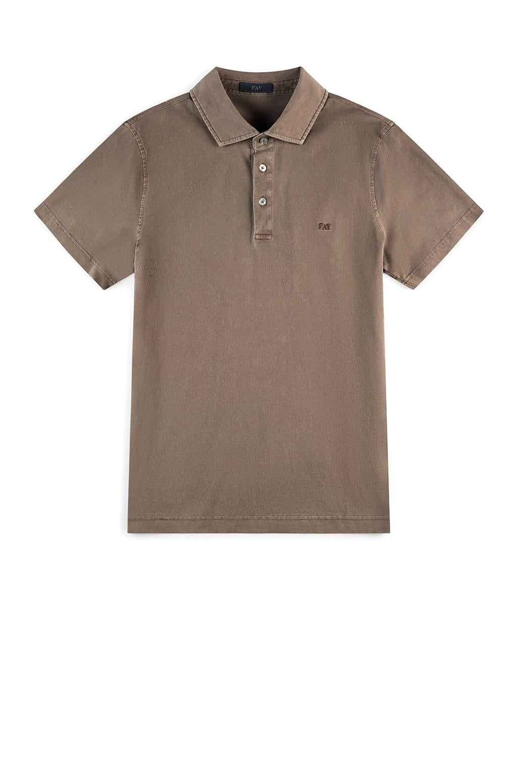  Fay Polo In Jersey Marrone Uomo - 1
